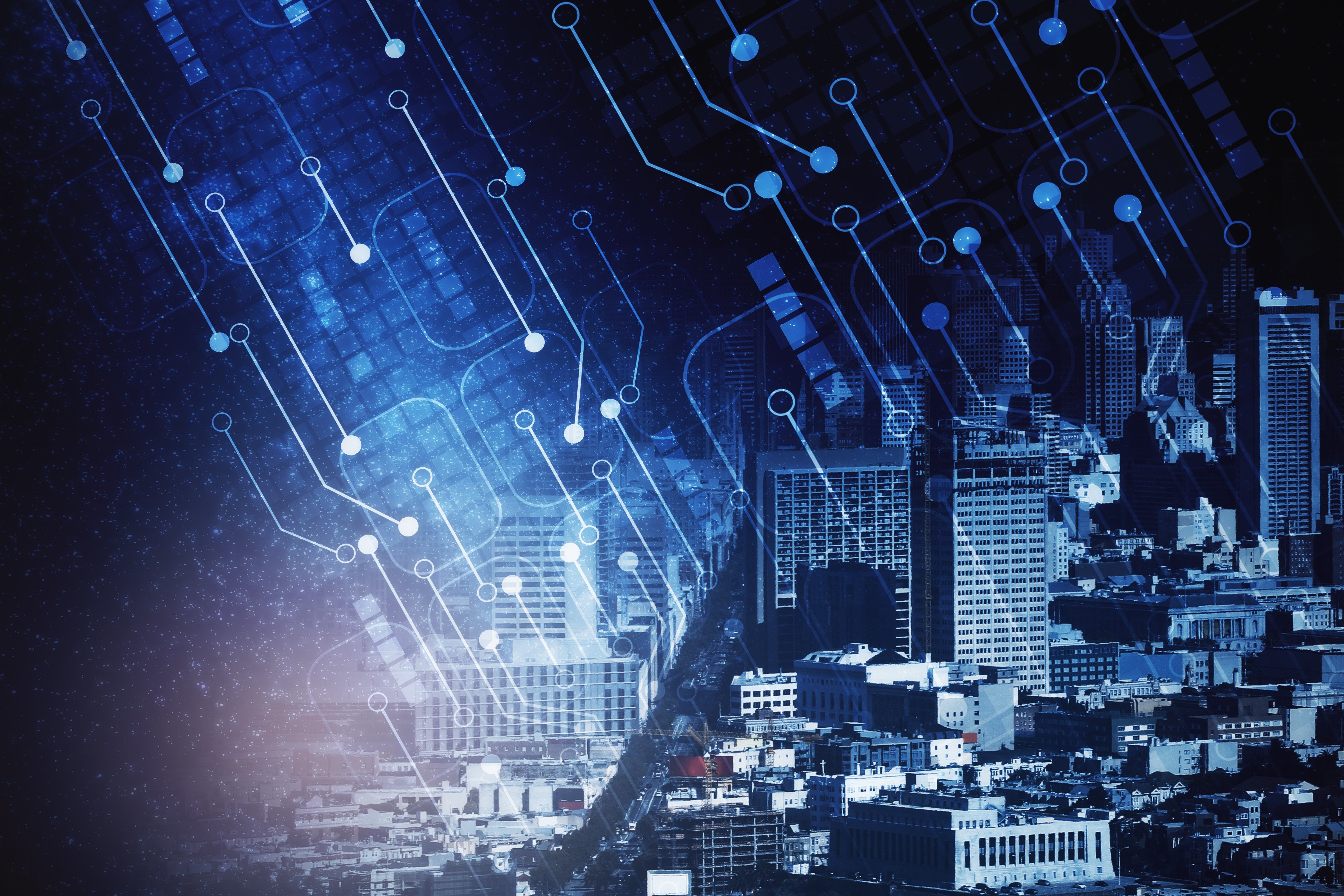 Abstract city and technology grid lines