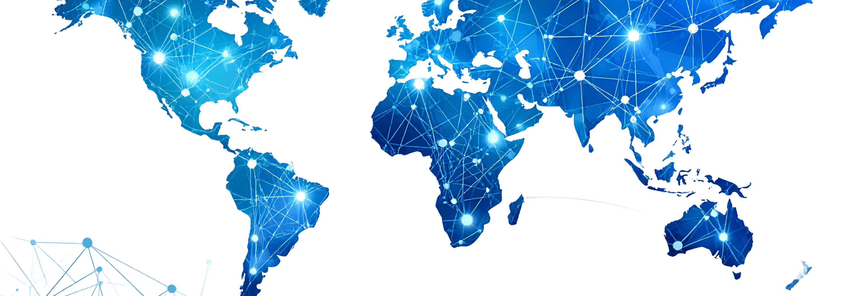 Global world map with technology grid overlays