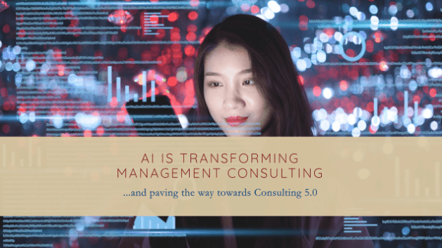 AI advisor in front of data visualization representing the future of exponential consulting